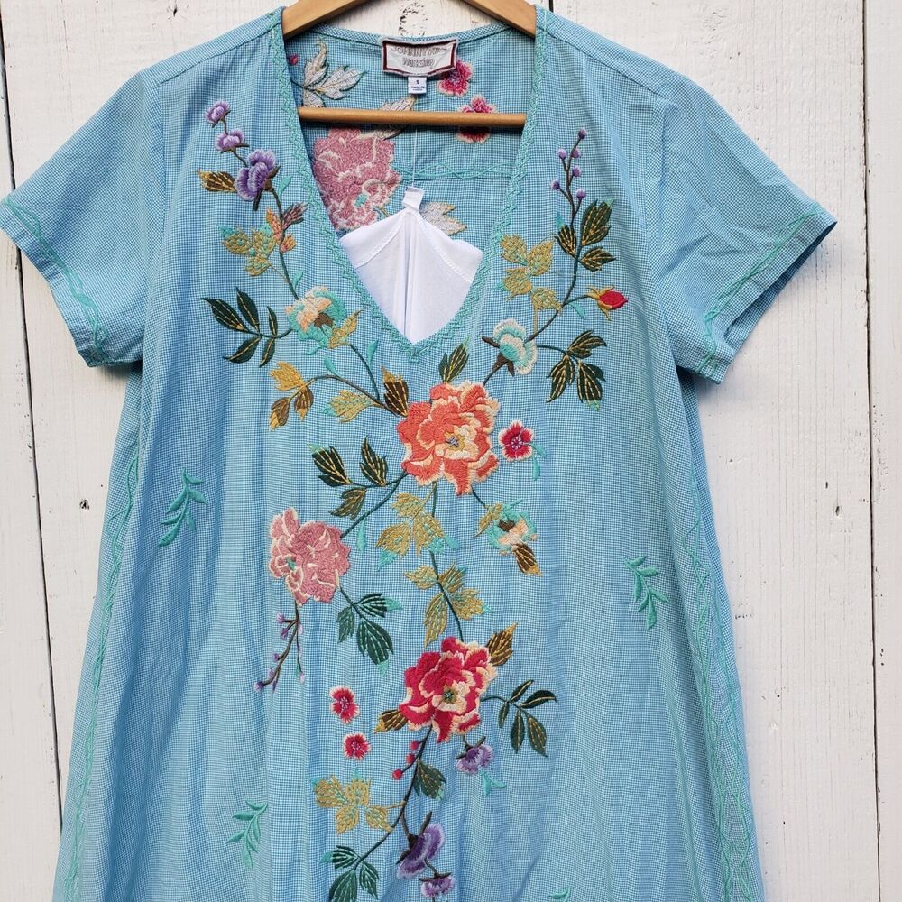 Johnny Was Workshop Adele Drape Cotton Blue Tunic… - image 4